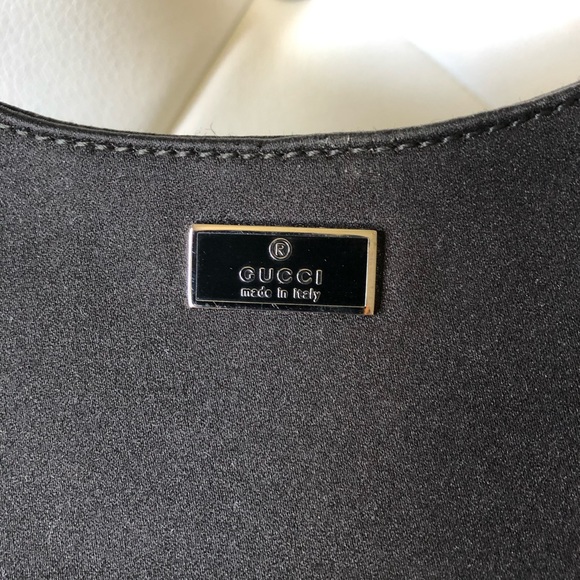 Gucci Black Satin Bamboo Handle Hobo Bag Black Gucci Purse Mini Satin Hobo Purse - Picture 8 of 10